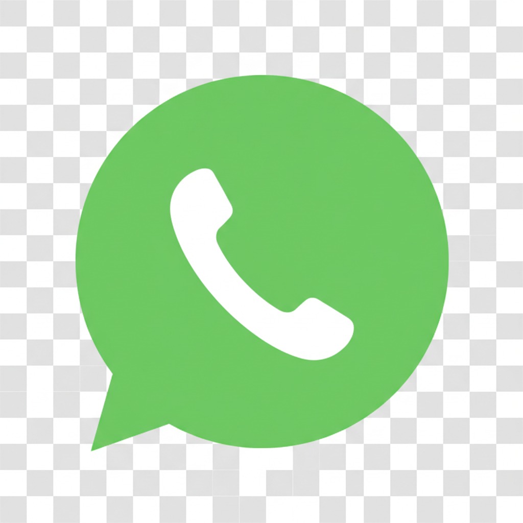 Icono verde de WhatsApp con un teléfono blanco en el centro sobre fondo transparente.